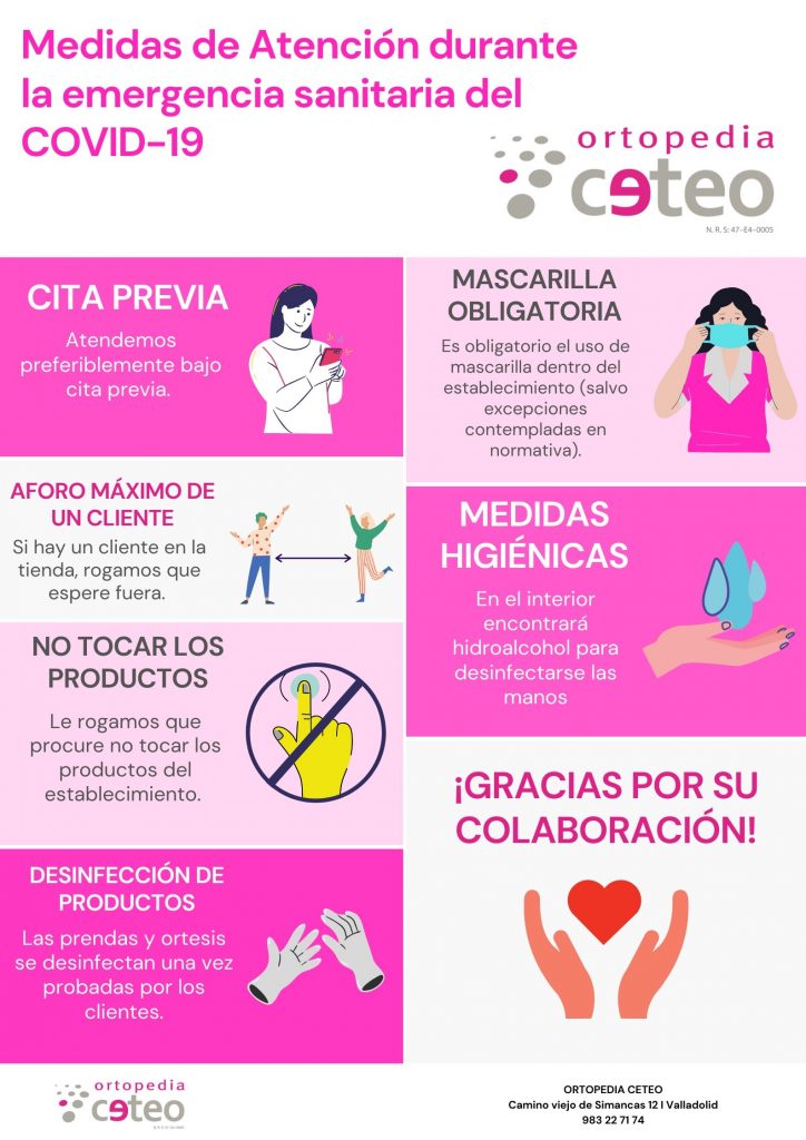 Infografía con las nuevas medidas de atención en Ortopedia CETEO