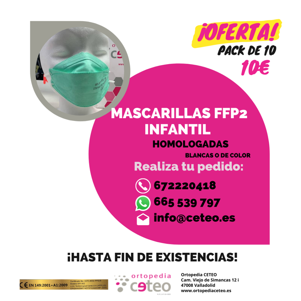 Oferta pack de 10 - 10€ mascarillas FFP2 infantil homologadas blancas o de color